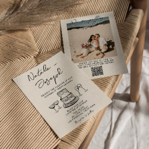QR Code Handgezeichnetes geschriebenes Foto Hochze Einladung