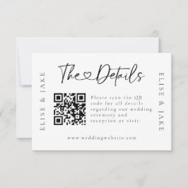 QR Code Heart Schriftart Wedding Details Card Einladung