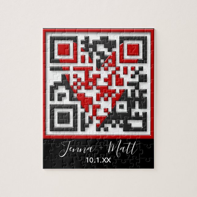 QR-Code heiraten Sie mir Vorschlag mit 3D-Effekt (Vertikal)
