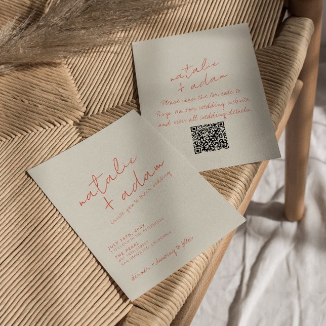 QR-Code Helles Orange Retro Lustige Whimsical Hoch Einladung (Von Creator hochgeladen)