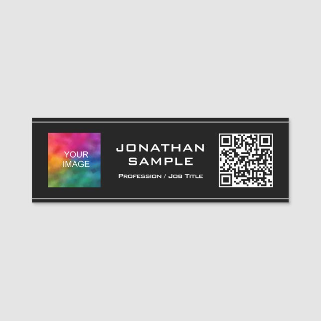 QR-Code Hier Foto oder Ihr Logo hochladen Namensschild (Vorderseite)