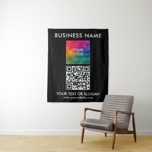 QR-Code-Hintergrund-Party-Event-Seminar für Busine Wandteppich