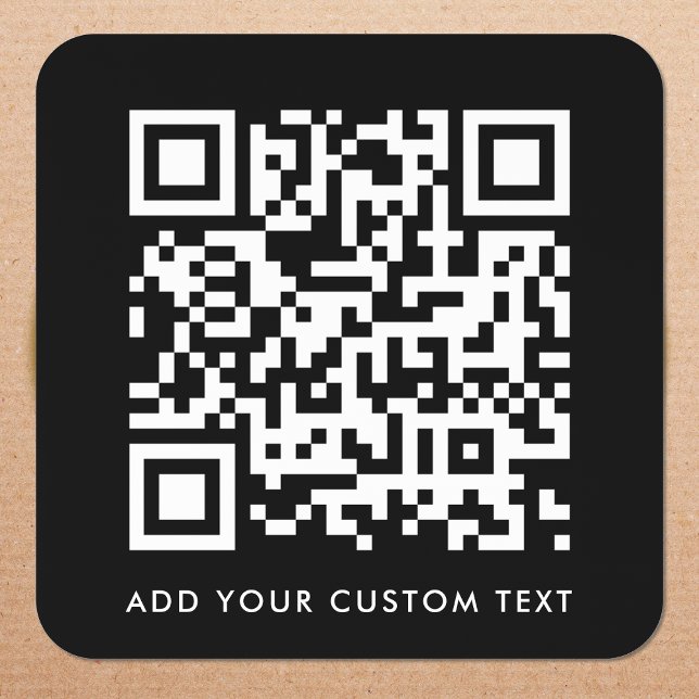 QR-Code Hochladen | Black Minimalistisch Simple Sc Quadratischer Aufkleber (Editable URL sticker direct to any website or social page)