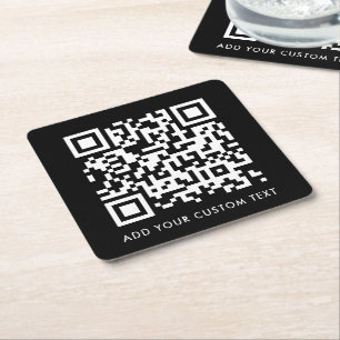 QR-Code Hochladen Black Minimalistisch Simple Sc Rechteckiger Pappuntersetzer
