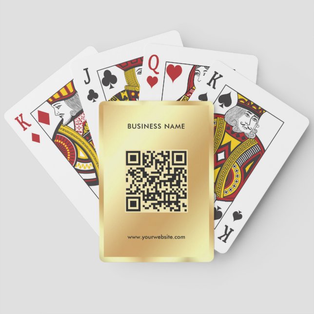 QR-Code Hochladen von Business-Logos Glamour Gold Spielkarten (Rückseite)