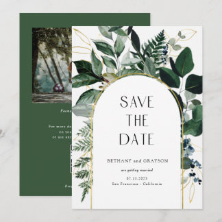 QR-Code, Hochzeit eines modernen botanischen Grüng Save The Date