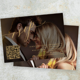 QR-Code Hochzeit für elegantes Foto RSVP Karte