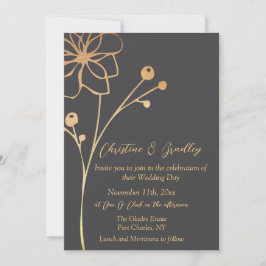 QR-Code-Hochzeit für Holzkohle und Gold-Foto Einladung