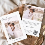 QR Code Hochzeit Vielen Dank Foto Minimalistisch Dankeskarte<br><div class="desc">Hochzeit Dankeschön Karten,  die ein Foto Bilder und Text auf der Vorder- und Rückseite haben. Die Dankeschön-Karten enthalten eine moderne,  handgeschriebene,  kursive Schriftzeichen-Typografie,  die elegant,  einfach und modern nach einem minimalistischen einfachen Hochzeitstag-Fest zu verwenden sind.</div>