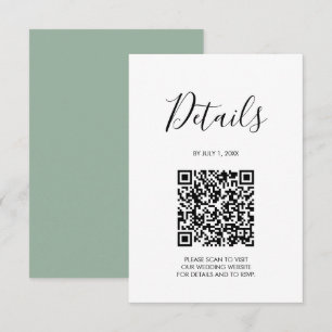 QR-Code Hochzeitdetails - Seite Grün RSVP Karte