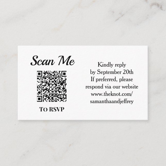 QR Code Hochzeiten Online UAWG Schwarz/Weiß Begleitkarte (Vorderseite)