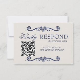 QR-Code-Hochzeits-RSVP-Karte | Elegant Boho Old Mo RSVP Karte