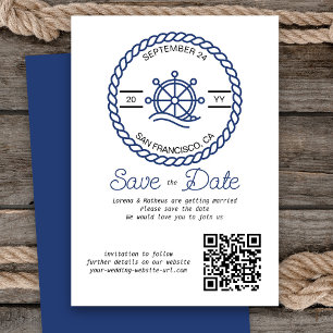 QR-Code-Hochzeitseinladungskarte im maritimen Stil Save The Date