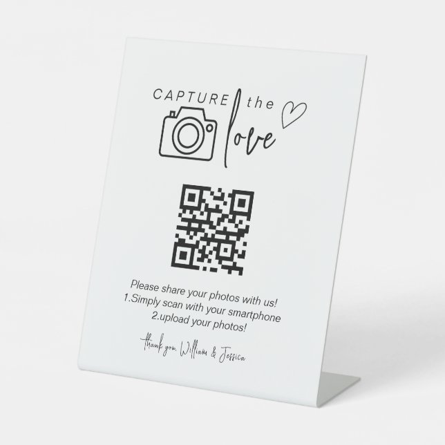 QR-Code Hochzeitsfreigeben von Fotos Sockelschild (Vorderseite)