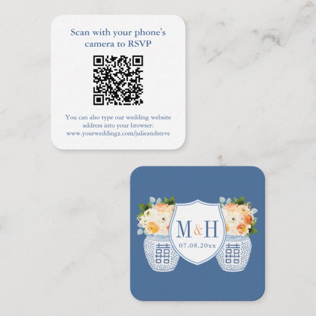 QR-Code-Hochzeitsszenario-RSVP für klassische Fall Begleitkarte (Vorne/Hinten)