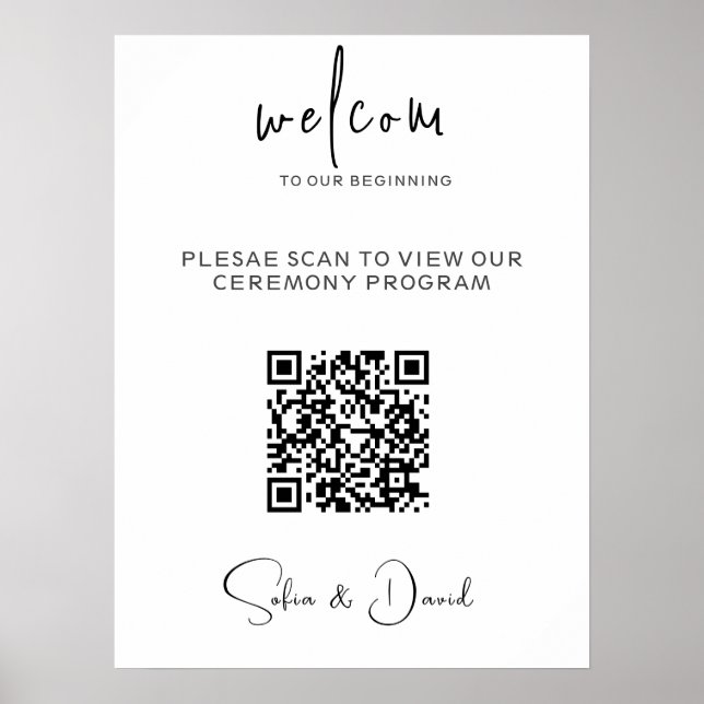 QR-Code-Hochzeitsvorgabe,Scannable Wedding Poster (Vorne)
