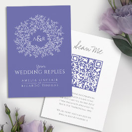 QR-Code Hochzeitwebsite monogramm blaue Scan Antwo Begleitkarte