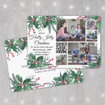 QR Code Holly Jolly Christmas Greenery 5 Foto Feiertagskarte<br><div class="desc">Ich wünsche Euch ein frohes Weihnachtsfest, es ist die beste Zeit des Jahres! Dieses Jahr feiern Sie die fröhlichen Wunder moderner Technologie mit einer lustigen interaktiven QR Code Foto Collage Urlaubskarte. Du kannst 5 deiner Lieblingsbilder sowie eine Online-Videobotschaft, ein Lied, ein Foto-Album oder eine andere Website teilen. Der gesamte Text...</div>