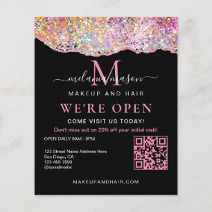 QR-Code Holografischer Achat Glitter Wir sind geöf Flyer