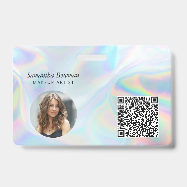 QR Code Holographic Makeup Artist Staff Ausweis (Vorderseite)