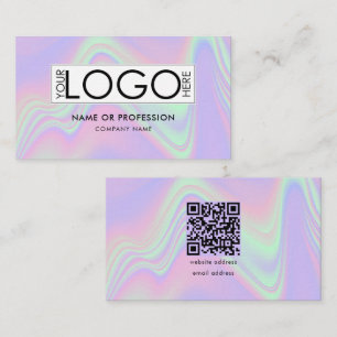 QR Code Holographic Opal Modern Business Logo Visitenkarte