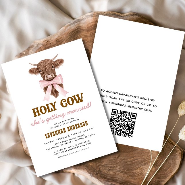 QR Code Holy Cow Western Cowgirl Brautparty Einladung (Von Creator hochgeladen)