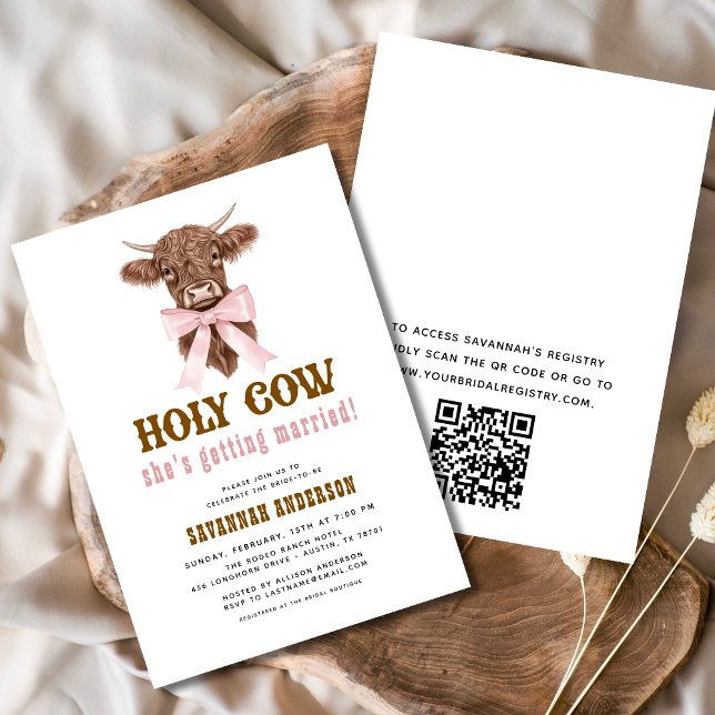 QR Code Holy Cow Western Cowgirl Brautparty Einladung (Von Creator hochgeladen)