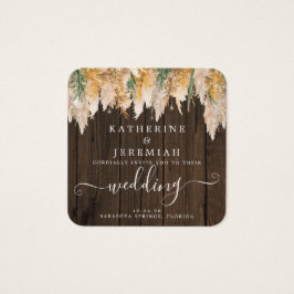 QR Code Holz Pampas Grass Hochzeit Einladung