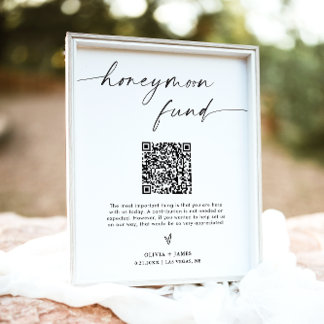 QR Code Honeymoon Fund Sign, Honeymoon Fund Sign Poster