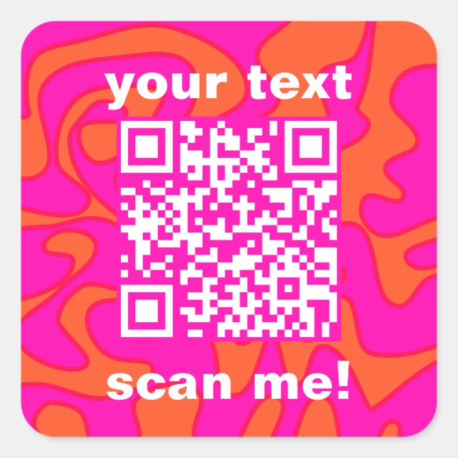QR Code Hot Pink Orange Bright Modern Quadratischer Aufkleber (Vorderseite)