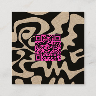 QR Code Hot Pink Retro Groovy Kraft Quadratische Visitenkarte