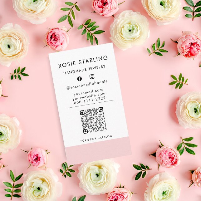 QR Code Hübsch Rosa Berufliche Schmuckstücke Verti Visitenkarte (Von Creator hochgeladen)