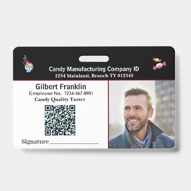 QR-Code-ID-Identifikation für Mitarbeiter-Foto Ausweis (Vorderseite)