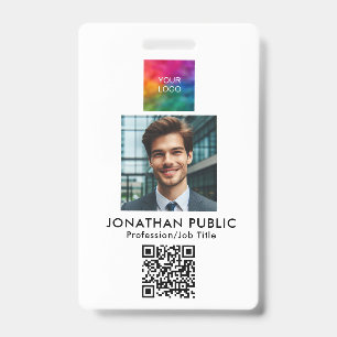 QR-Code-ID-Karte Mitarbeiterfoto Firmenlogo Ausweis