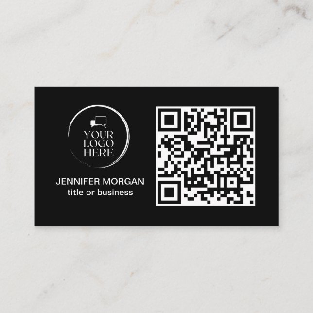 QR CODE Ihr Logo speziell beruflich, modern schwar Visitenkarte (Vorderseite)