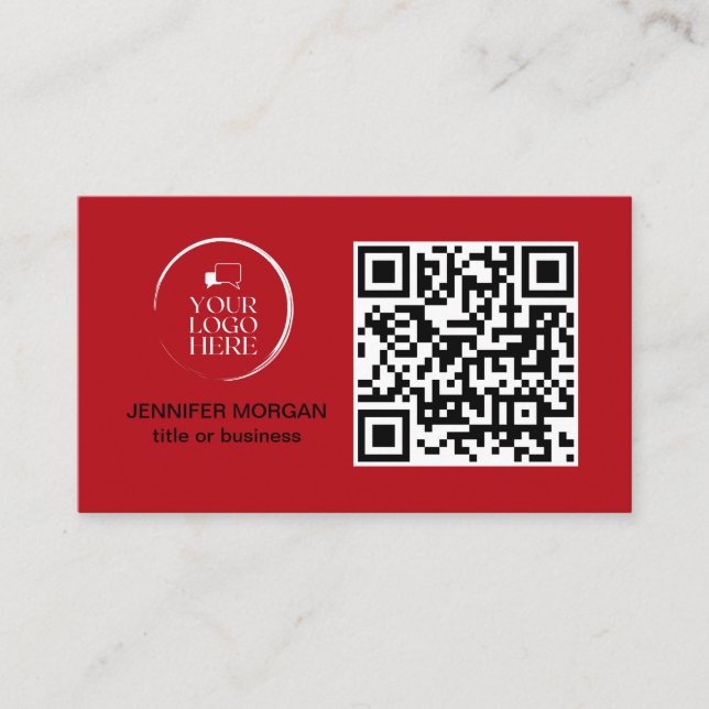 QR CODE Ihr Logo speziell beruflich modernes Rot Visitenkarte (Vorderseite)