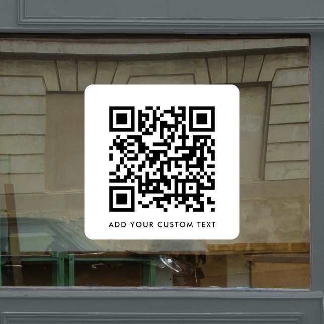 QR-Code | Ihr Text Minimalistisch leicht weiß Fensteraufkleber (Von Creator hochgeladen)
