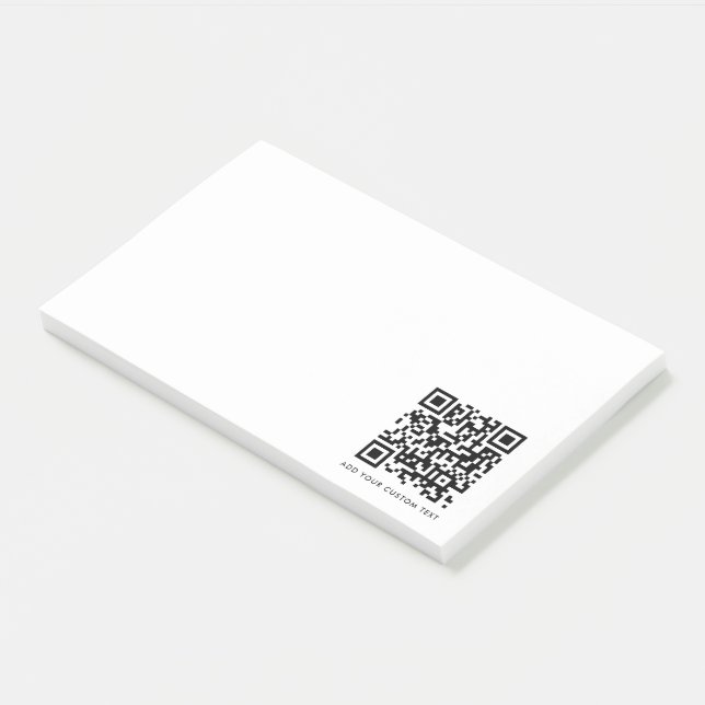 QR-Code | Ihr Text Minimalistisch leicht weiß Post-it Klebezettel (angewinkelt)