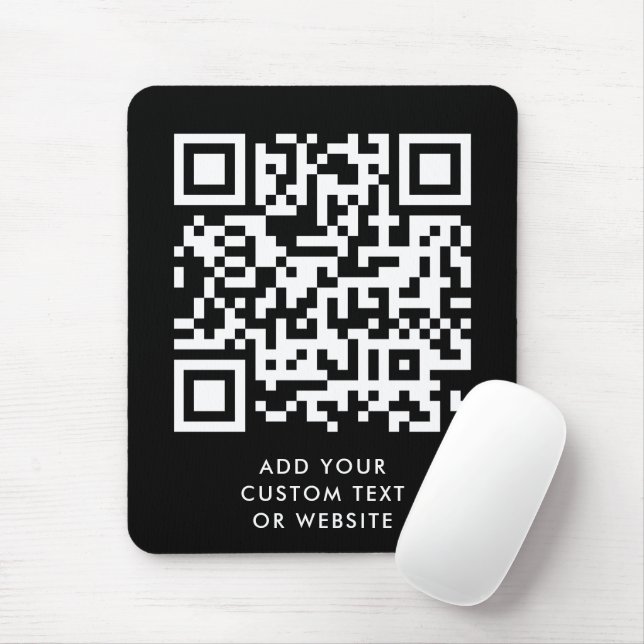 QR-Code | Ihr Text Schwarz Minimalistisch Mousepad (Mit Mouse)