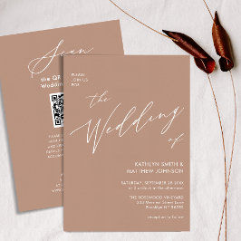 QR-Code in einem modernen Script-Chic-Hochzeit Einladung