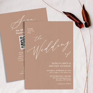 QR-Code in einem modernen Script-Chic-Hochzeit Einladung