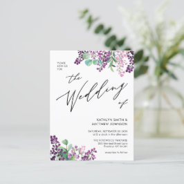 QR-Code in einer Lila Lilac-Blumenhochzeit Einladungspostkarte