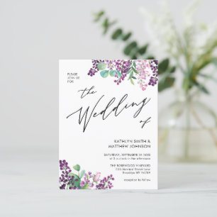 QR-Code in einer Lila Lilac-Blumenhochzeit Einladungspostkarte