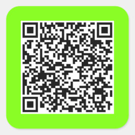 QR-Code in fluoreszierendem Grün Quadratischer Aufkleber