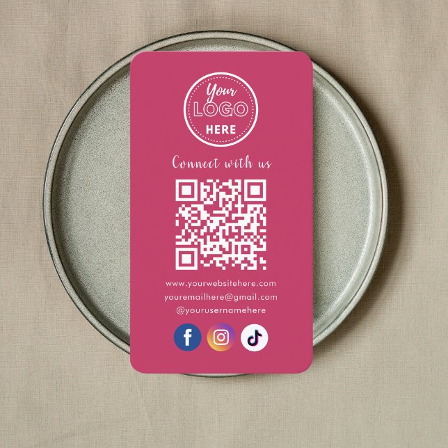 QR-Code in Verbindung mit US Social Media heiß ros Visitenkarte (Von Creator hochgeladen)