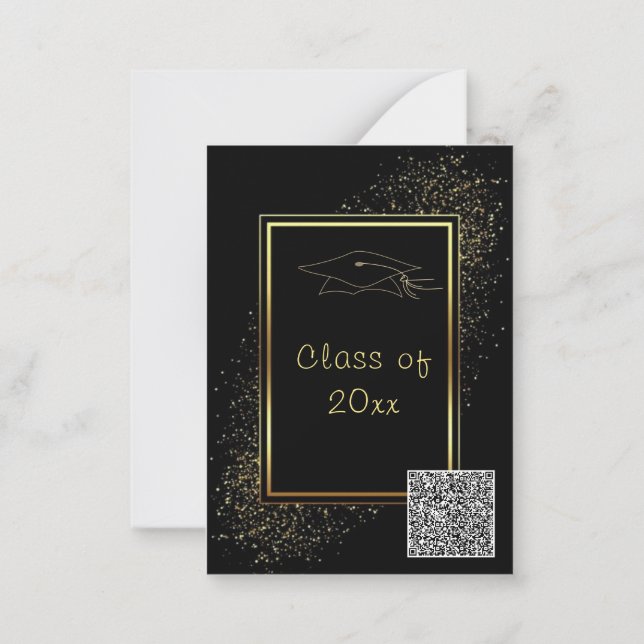 QR Code Info Gold Black Graduation Party Einladung (Rückseite)
