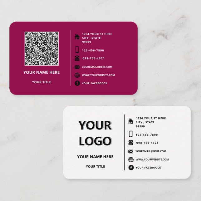QR Code Info Logo Text Business Card Benutzerdefin Visitenkarte (Vorne/Hinten)
