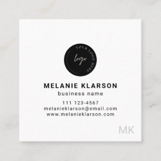 QR-Code Initial Minimal Monogram Schwarz und Weiß Quadratische Visitenkarte