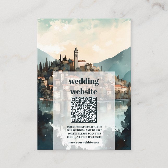 qr code Italy Lake Como Hochzeit in Urlaubsort Begleitkarte (Vorderseite)