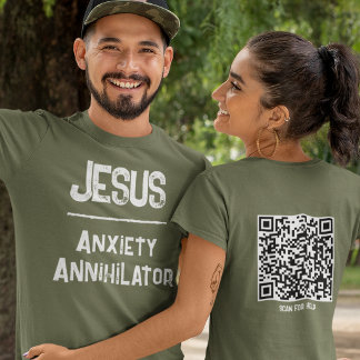 QR-Code Jesus - Angstvernichter Furchtfreiheit T-Shirt
